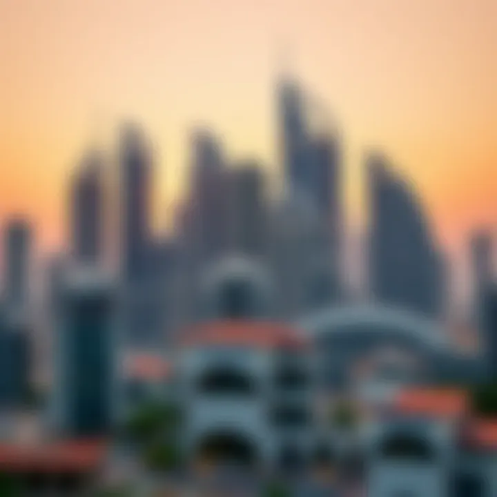 A modern skyline view of Dubai showcasing financial institutions