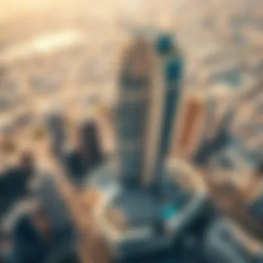 Aerial perspective highlighting the location of Palace Towers in Dubai