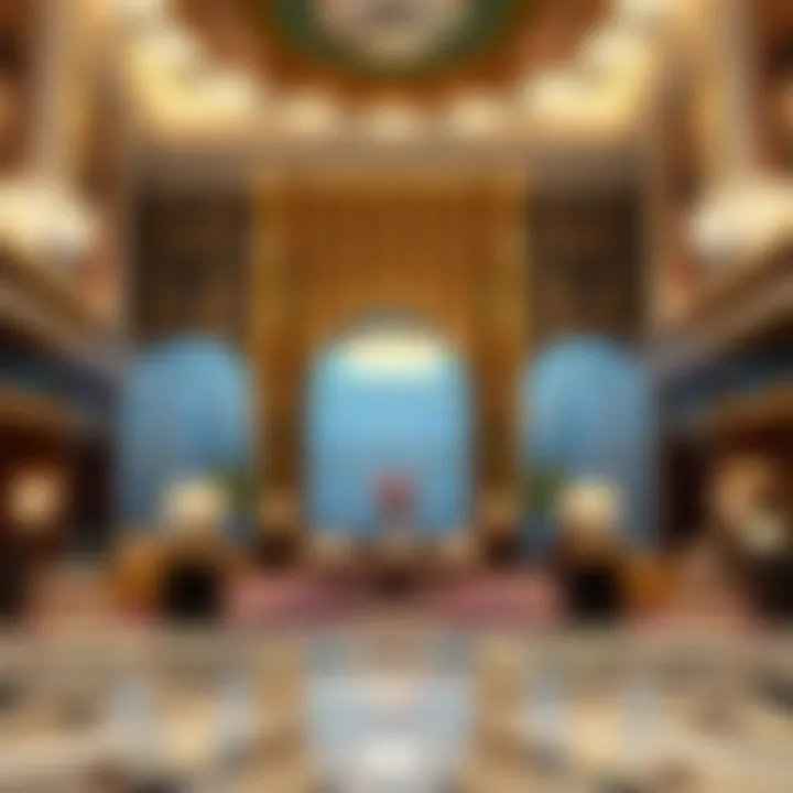 Luxurious lobby of Paramount Hotel Dubai featuring elegant decor