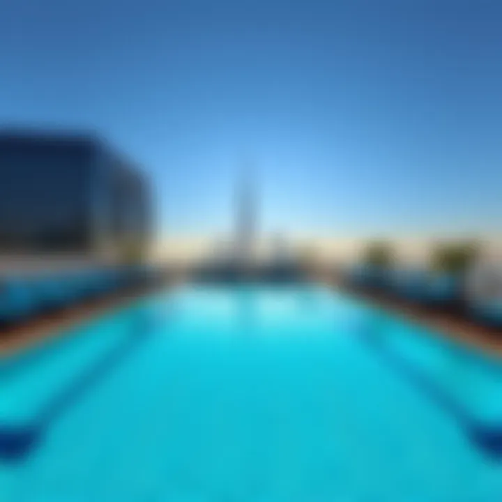 Panoramic view of the rooftop pool at Paramount Hotel Dubai