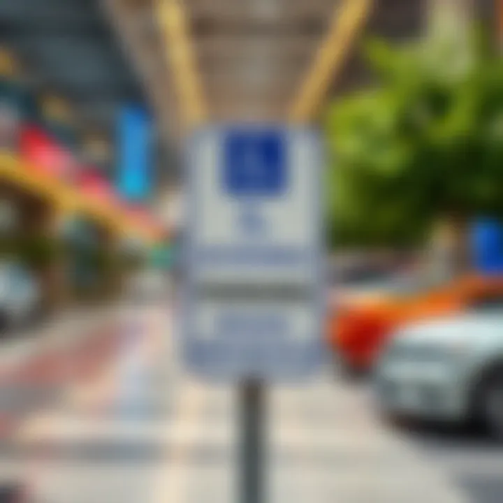 Accessible parking signage indicating spaces for individuals with disabilities.