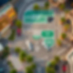 Aerial view of the Grand Dubai Mall parking area showcasing different parking zones.