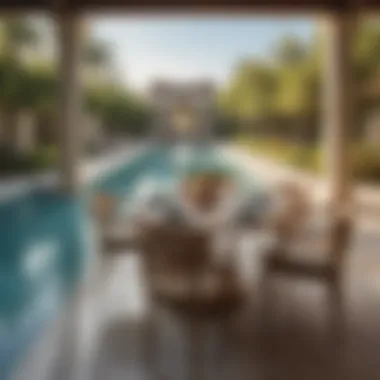 Gourmet Dining Experience Opulent dining setup near a private pool