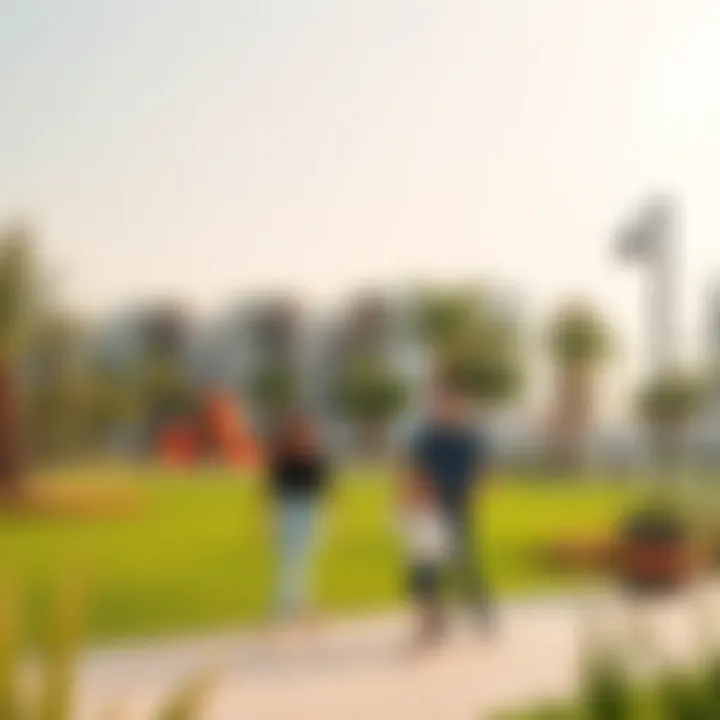 A family enjoying the community park in Remraam with recreational facilities