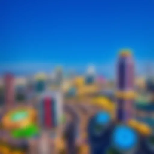 Panoramic View of International City A panoramic view of International City showcasing its unique architecture and vibrant surroundings