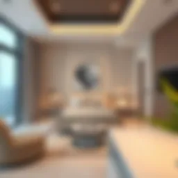 Luxurious studio room interior showcasing modern design elements