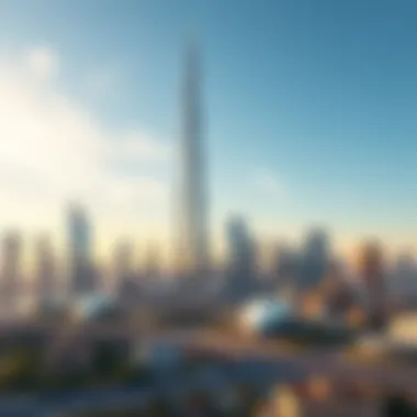 Vibrant skyline of Tecom with Icon Tower prominently featured