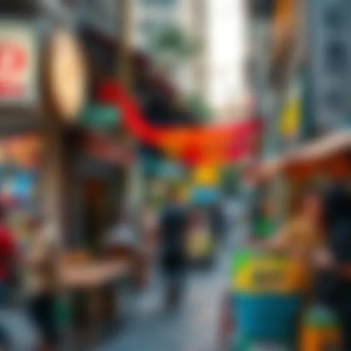 A vibrant street scene reflecting the cultural diversity in Dubai's food scene