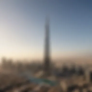 The Burj Khalifa towering over the Dubai skyline