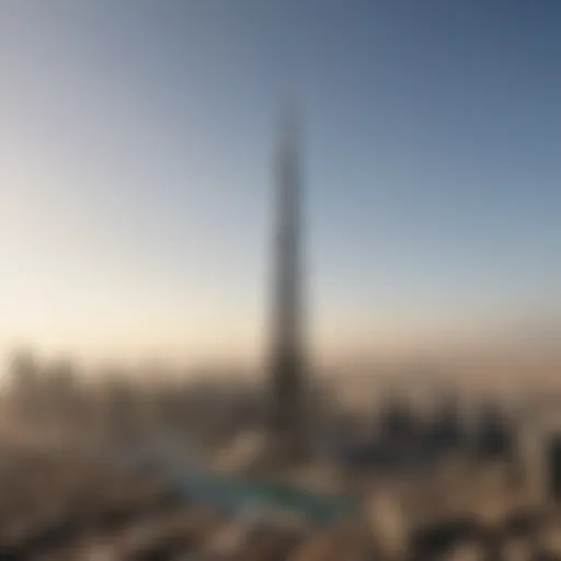 The Burj Khalifa towering over the Dubai skyline