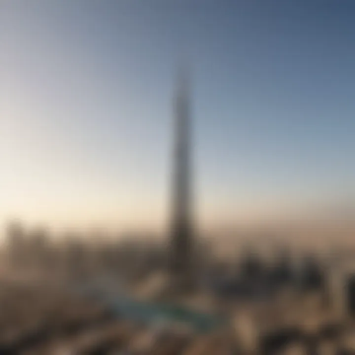 The Burj Khalifa towering over the Dubai skyline