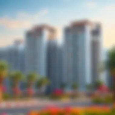 Modern residential buildings in Tilal City with vibrant surroundings