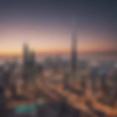Dubai Skyline and Real Estate Icons Illustration of a Dubai skyline with real estate icons
