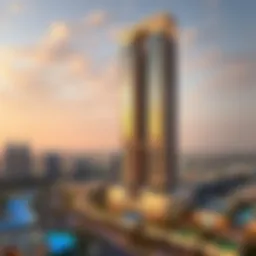 Panoramic view of Tower 108 showcasing its unique architectural design