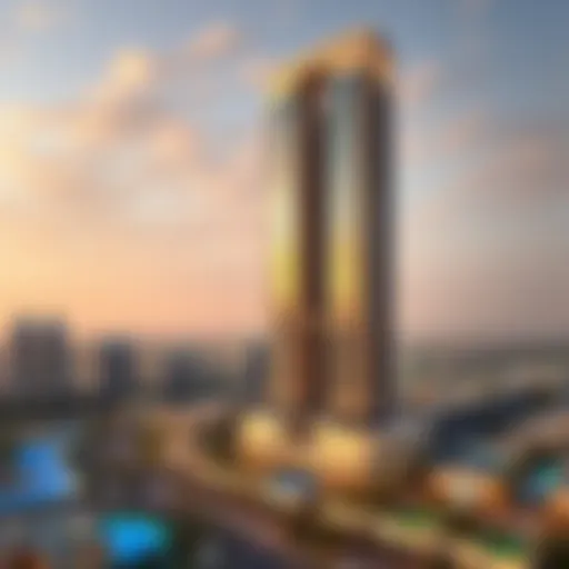 Panoramic view of Tower 108 showcasing its unique architectural design