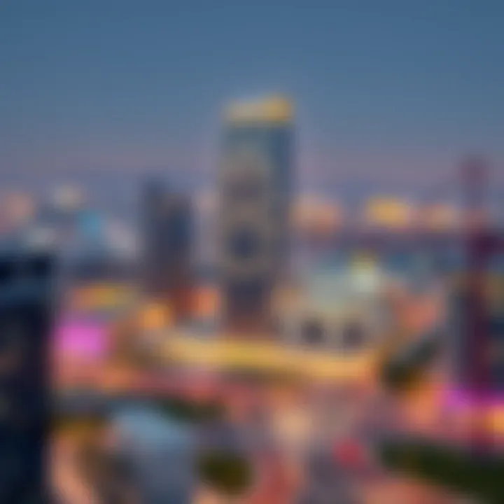 Trade Center 1 surrounded by infrastructure development in Dubai