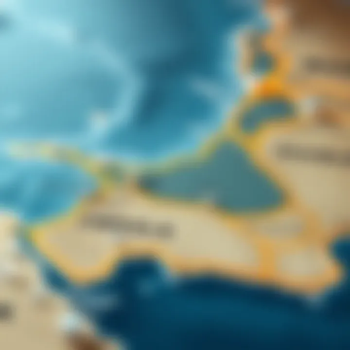 Map showcasing the gem trade routes in Jebel Ali