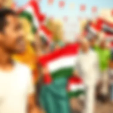 Community Celebration Families celebrating with UAE flags and traditional attire