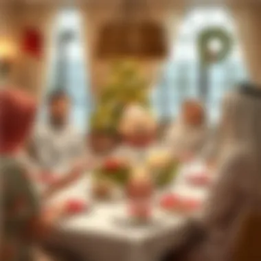 Beautifully set table for a family gathering during the holiday season