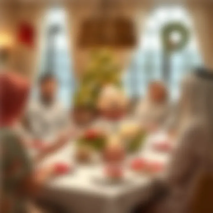 Beautifully set table for a family gathering during the holiday season