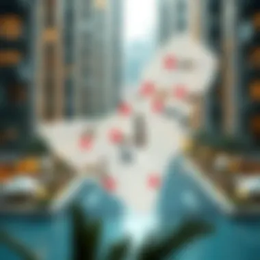 Map highlighting various real estate hotspots in Dubai