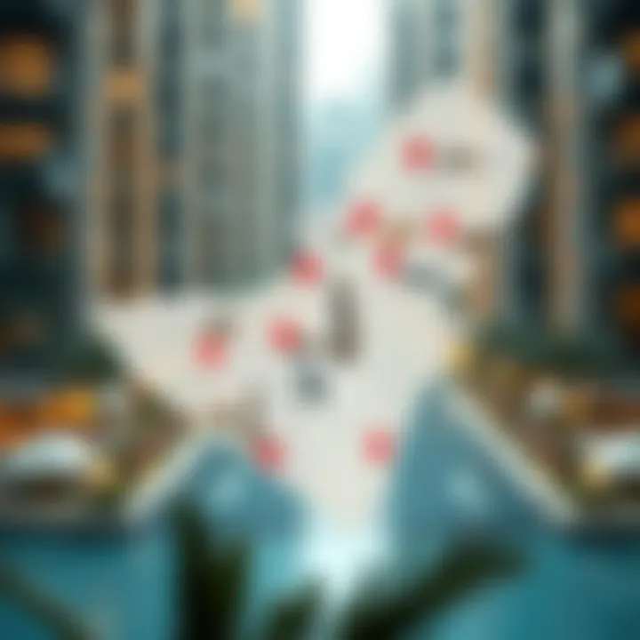 Map highlighting various real estate hotspots in Dubai