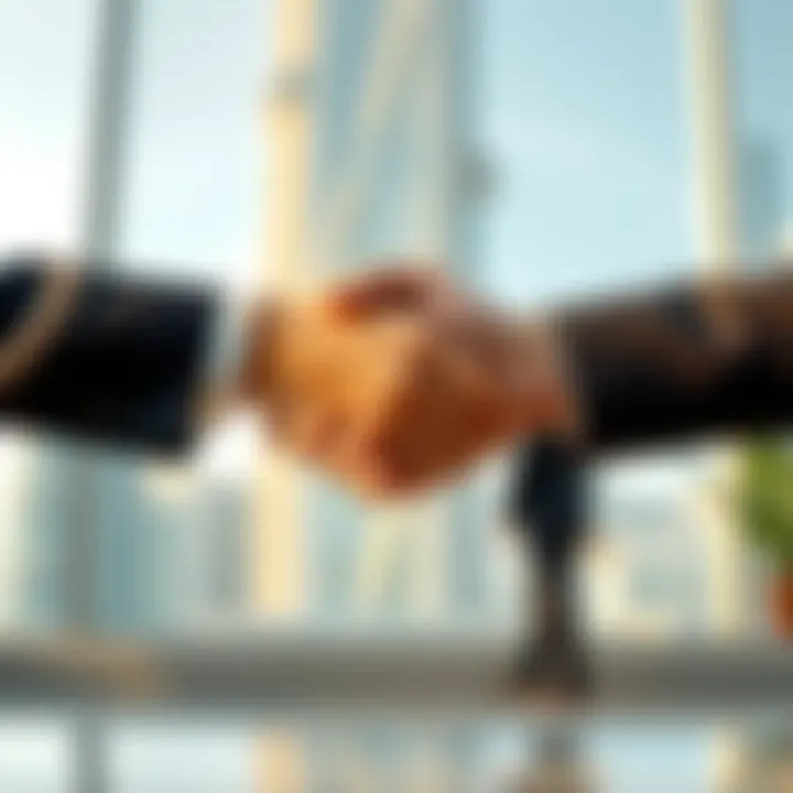 Trust and Partnership in Real Estate A handshake symbolizing trust between real estate partners