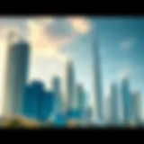 A detailed view of the Dubai skyline showcasing modern architecture
