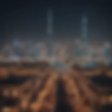 Festive Skyline of Dubai Dubai skyline adorned with festive decorations