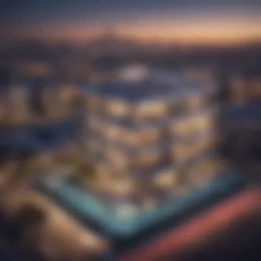 Modern Architecture in JVC A vibrant skyline view of Jumeirah Village Circle showcasing the modern architecture.