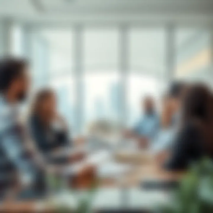 A diverse group of expatriates engaging in a business meeting