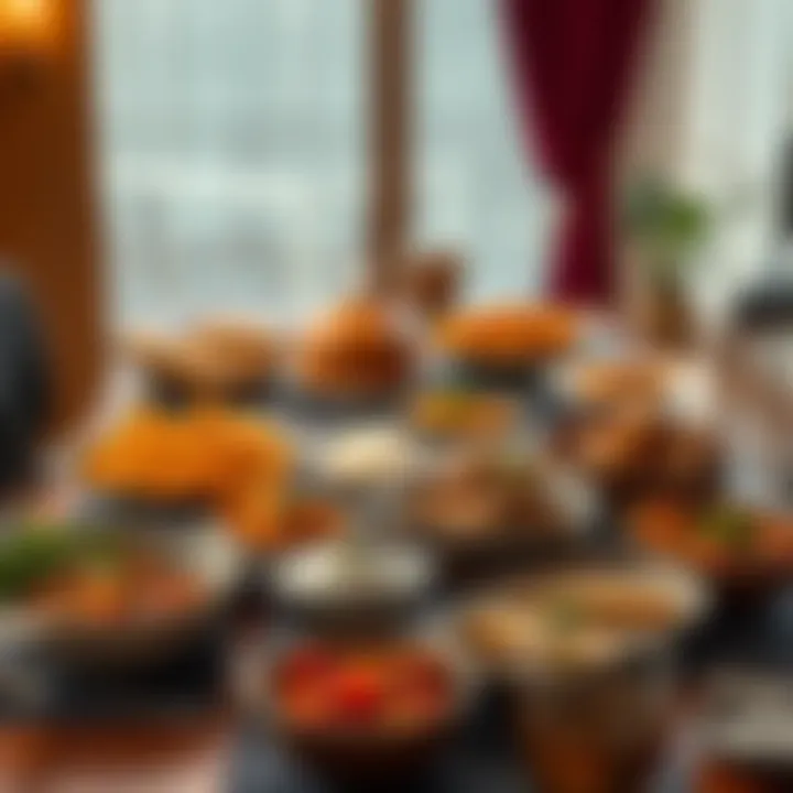 Traditional Iftar table filled with a variety of dishes