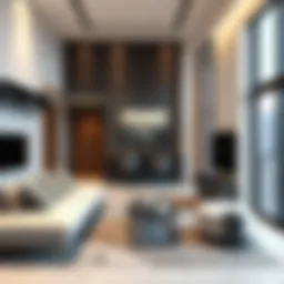 Stylish studio flat interior showcasing modern design elements