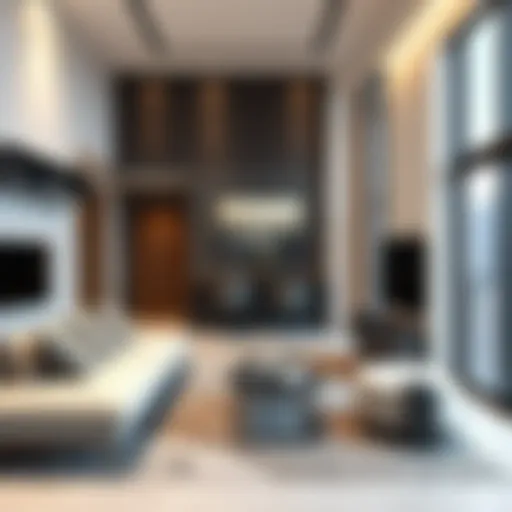 Stylish studio flat interior showcasing modern design elements