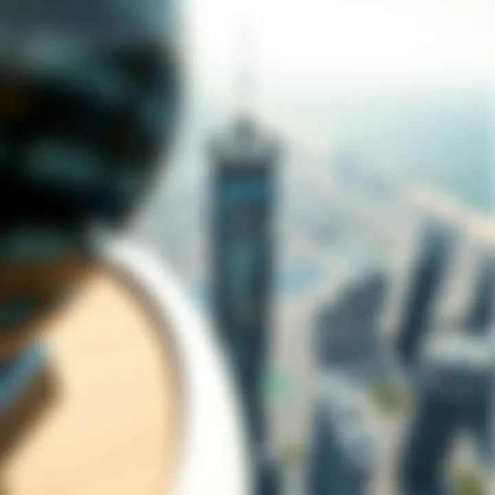 Aerial Perspective of Binary Tower in Dubai's Skyline Aerial view highlighting the Binary Tower's significance in Dubai's skyline