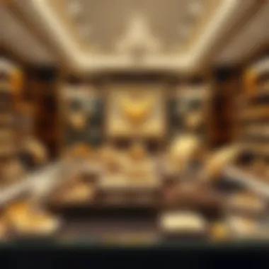 Gold jewelry display in a Dubai shop