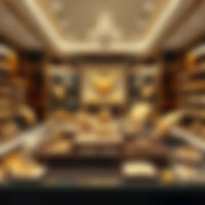 Gold jewelry display in a Dubai shop