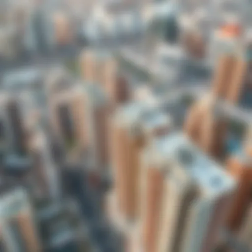 Aerial view of various studio apartments in Dubai's skyline