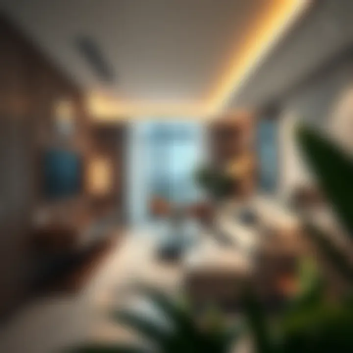 Luxurious studio apartment interior showcasing modern design