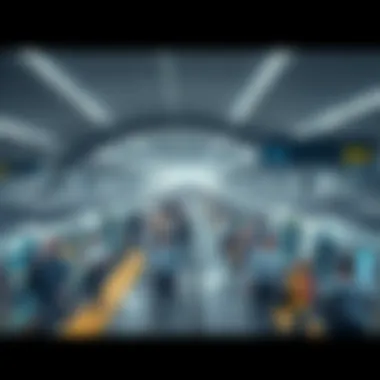 Peak Hour Dynamics at Dubai Metro A busy Dubai Metro station during peak hours