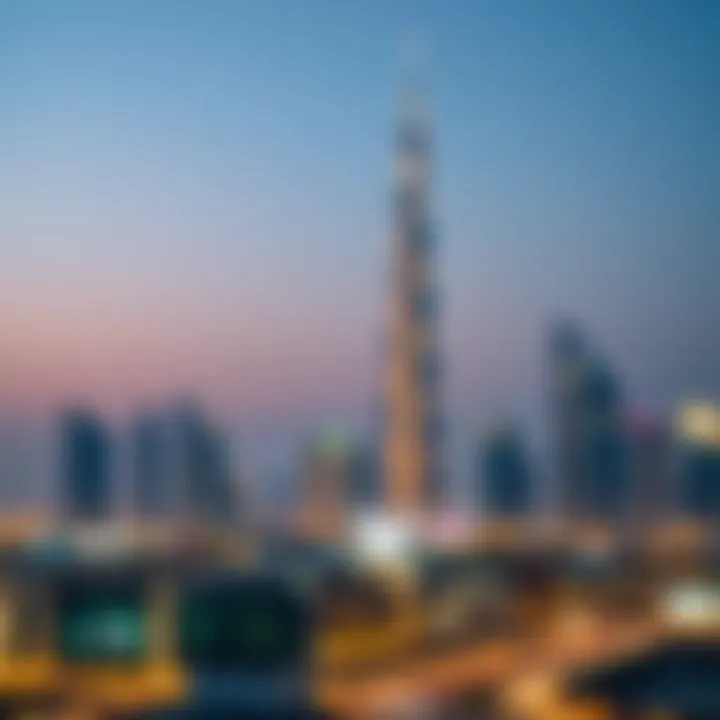 Illuminated Evening Skyline with Volante Tower Evening skyline featuring Volante Tower illuminated