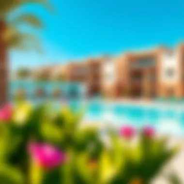 Vibrant community amenities at Yas Beach Residences including a swimming pool and leisure areas