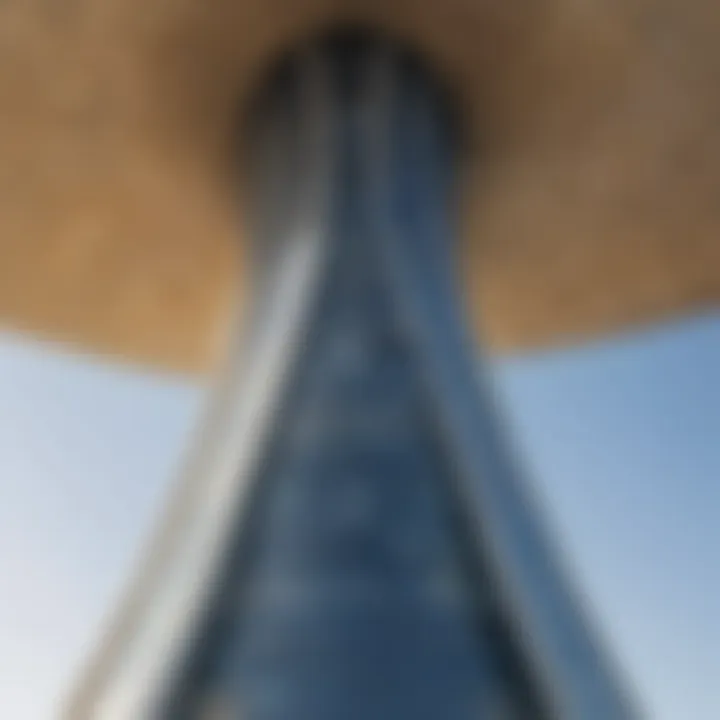 Architectural close-up showcasing the sleek design of Yas Tower